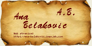 Ana Belaković vizit kartica